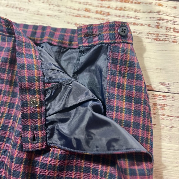 VINTAGE wool PENDLETON houndstooth skirt purple navy vintage size 14 POCKETS - Picture 4 of 9